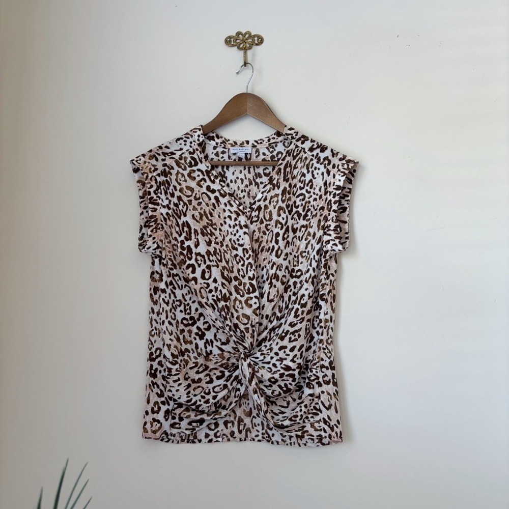 Current Air Leopard Print Twist Front Top Small